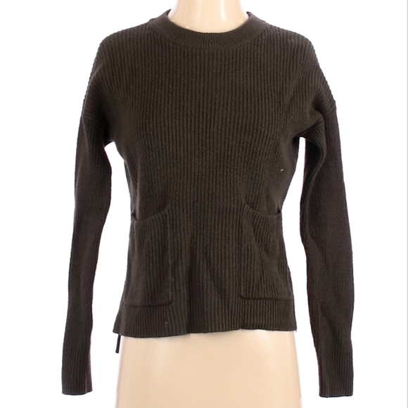 Ribbed Crewneck Green Madewell Sweater, Size XXS - Picture 3 of 5